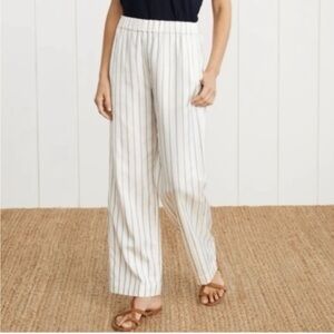 Jenni Kayne Striped Bianca Straight Leg Elastic Waist Pants Ivory Size XS